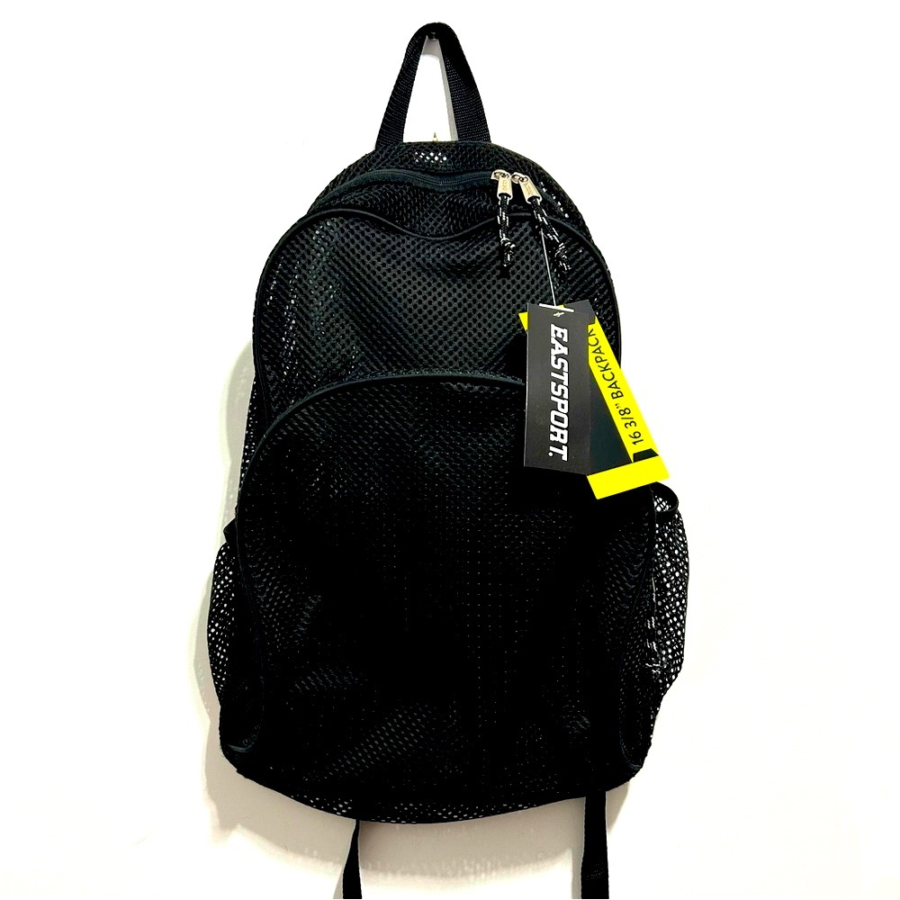 NWT Black Mesh Book Bag Backpack